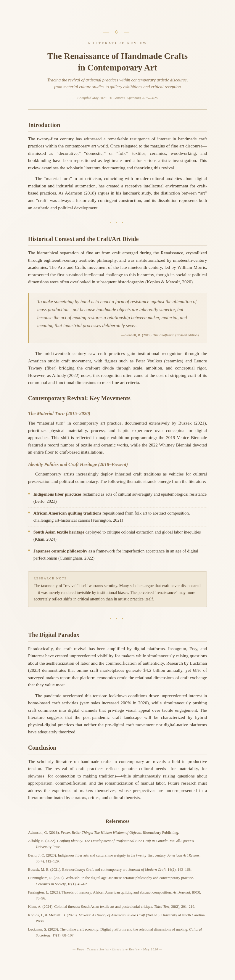 Paper Texture Literature Review